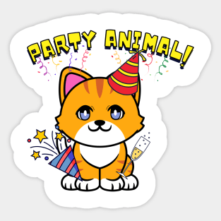 Party Animal - Orange cat Sticker